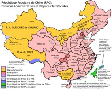 Carte administrative de la Chine